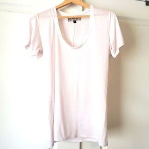 GROCERIES swoop neck pale pink tee
